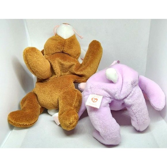 2 Vintage The Beanie Babies Ears 95 & Floppity 96 Stuffed Animals Bundle - Picture 3 of 11